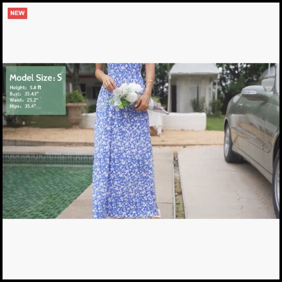 Sleeveless Maxi Dress with Pockets Casual Floral A-Line Summer Beach Wear - Picture 5 of 7